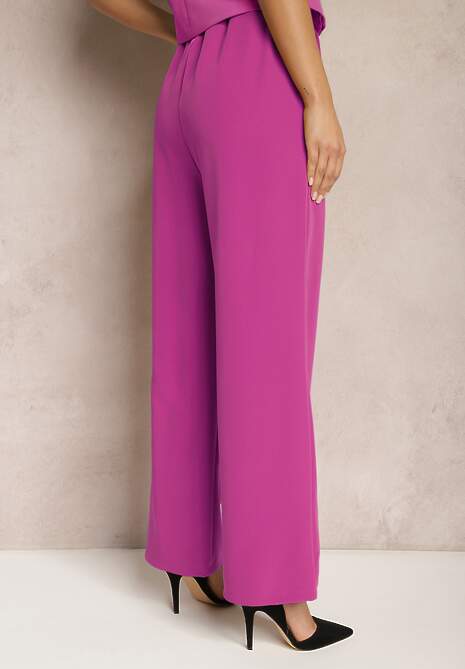 Fioletowe Szerokie Spodnie w Eleganckim Stylu Hanessame
