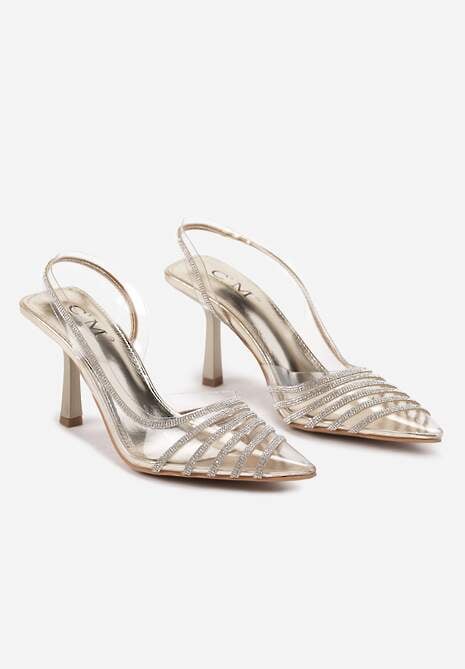 Złote Szpilki z Transparentnym Noskiem z Cyrkoniami Arrsela