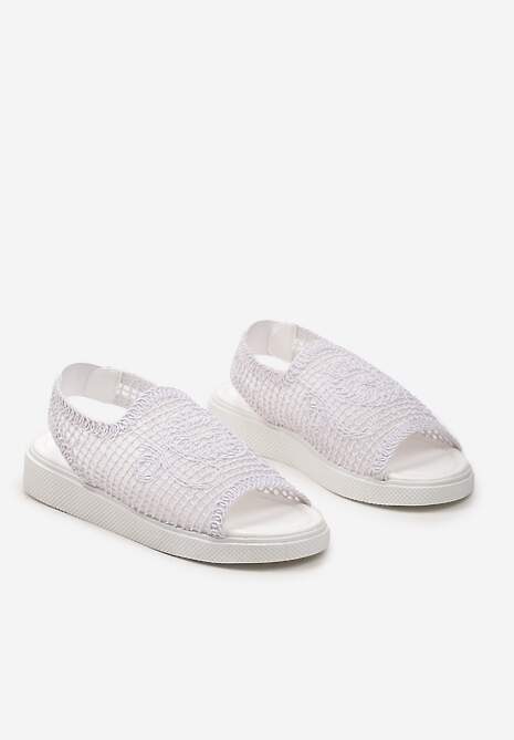 Białe Stylowe Sandały z Plecionymi Detalami i Paskiem na Piętę Matirra