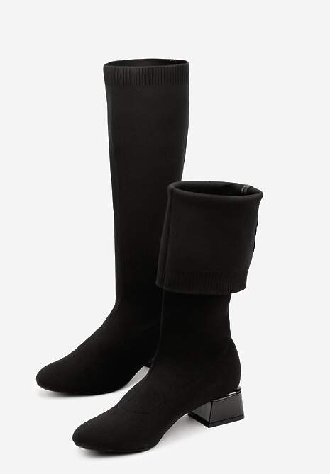 Czarne Kozaki Vices na Stożku z Elastyczną Cholewką Garsse