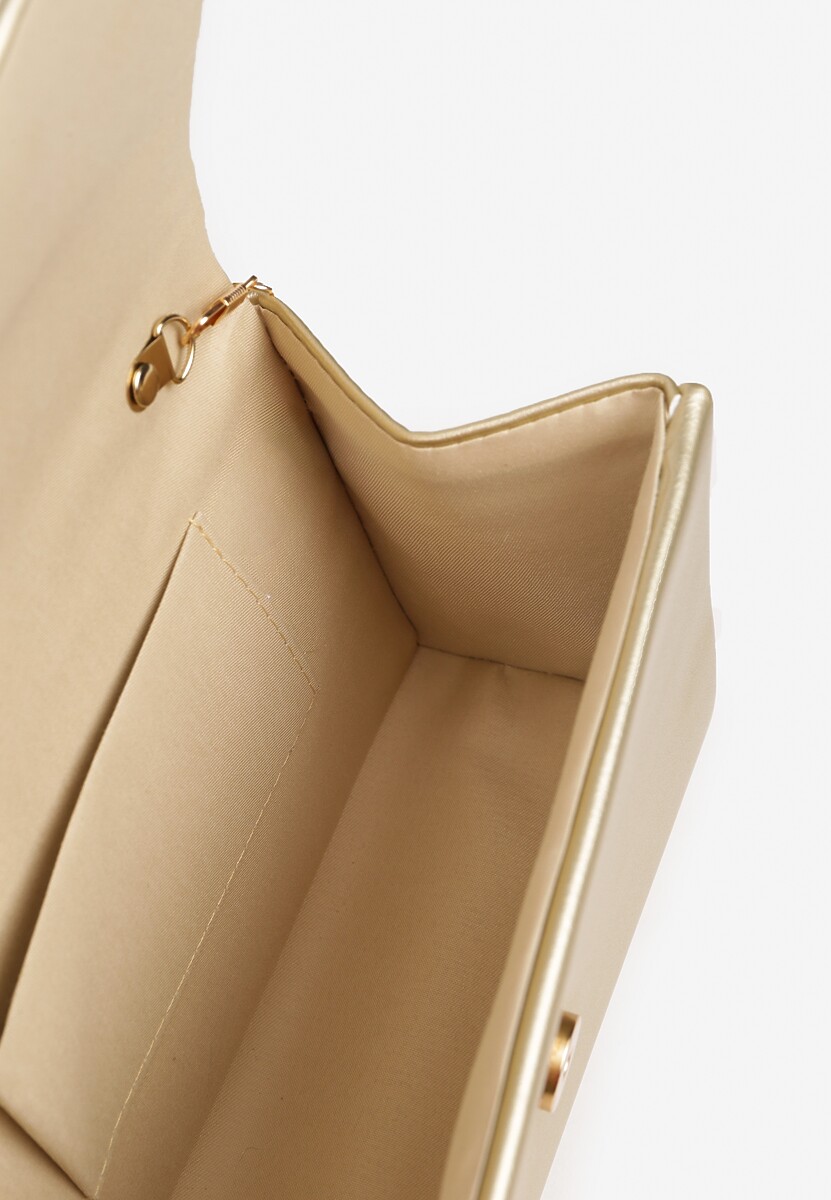 Złota Wieczorowa Torebka o Prostokątnym Kształcie z Rączką i Klapą Zarissae