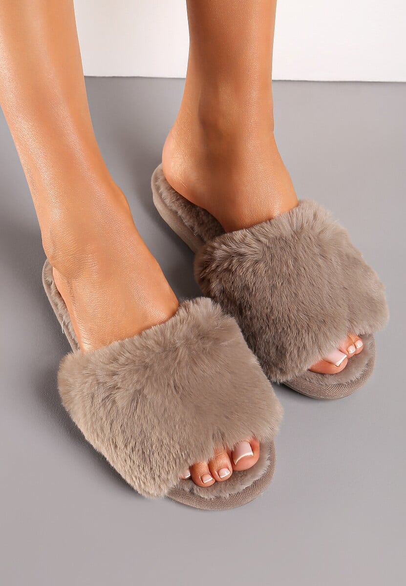 Brązowe Kapcie z Futerkiem Para