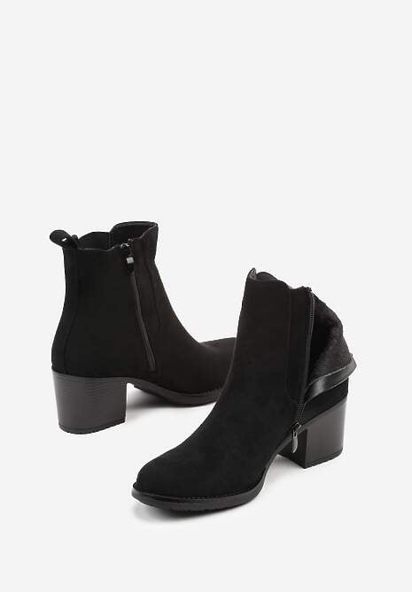 Czarne Botki na Słupku w Stylu Sztybletów Acandrie