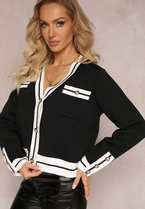 Czarny Kardigan Zapinany z Wiskozy Iriama