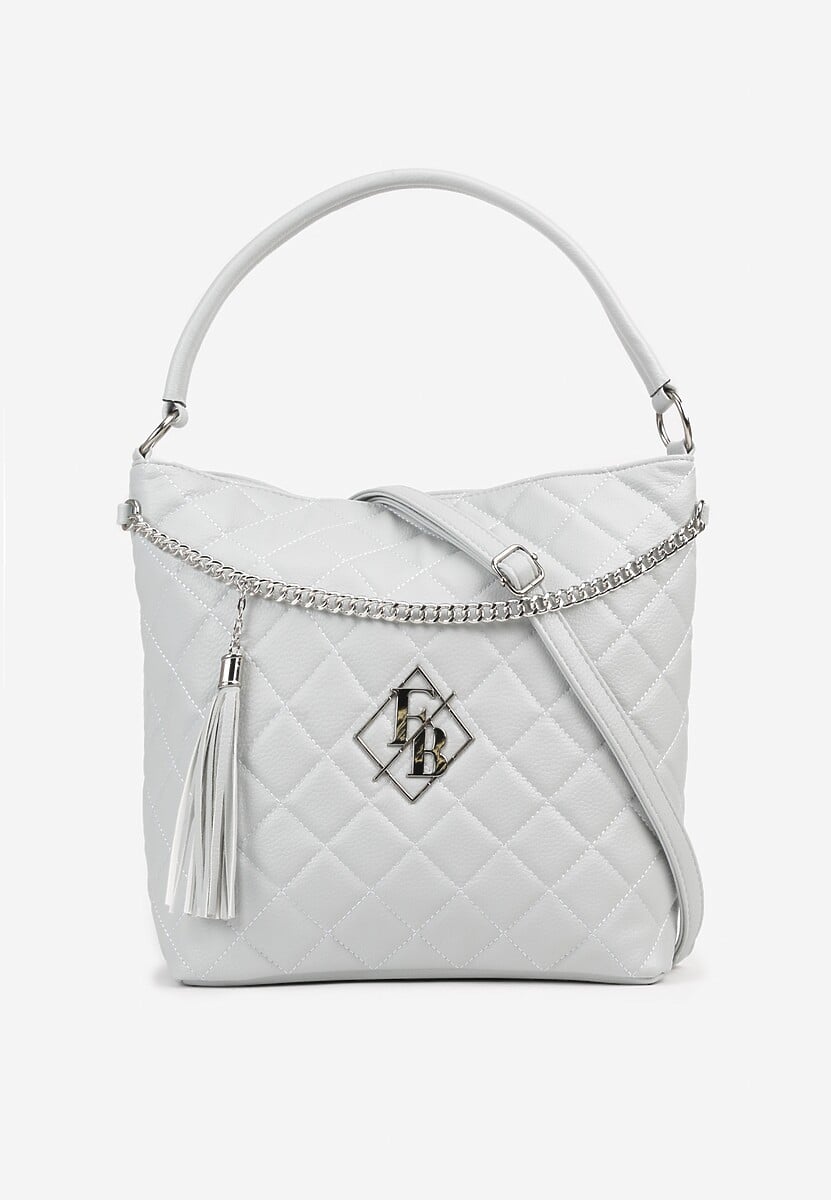 Niebieska Torebka Shopperka z Pikowaniem i Paskiem Lanarista