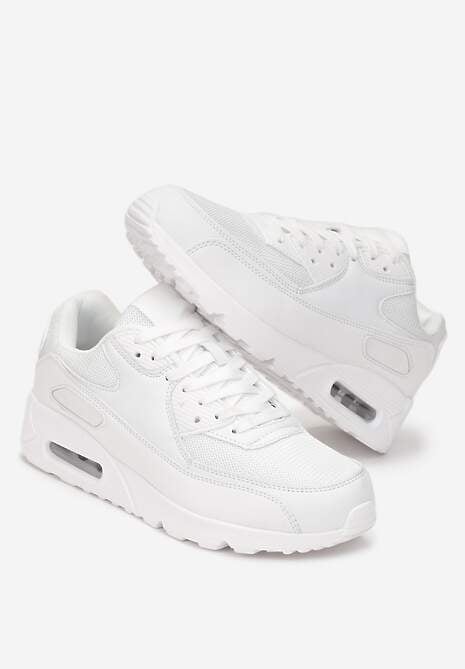 Białe Sznurowane Sneakersy na Grubej Podeszwie Sayre