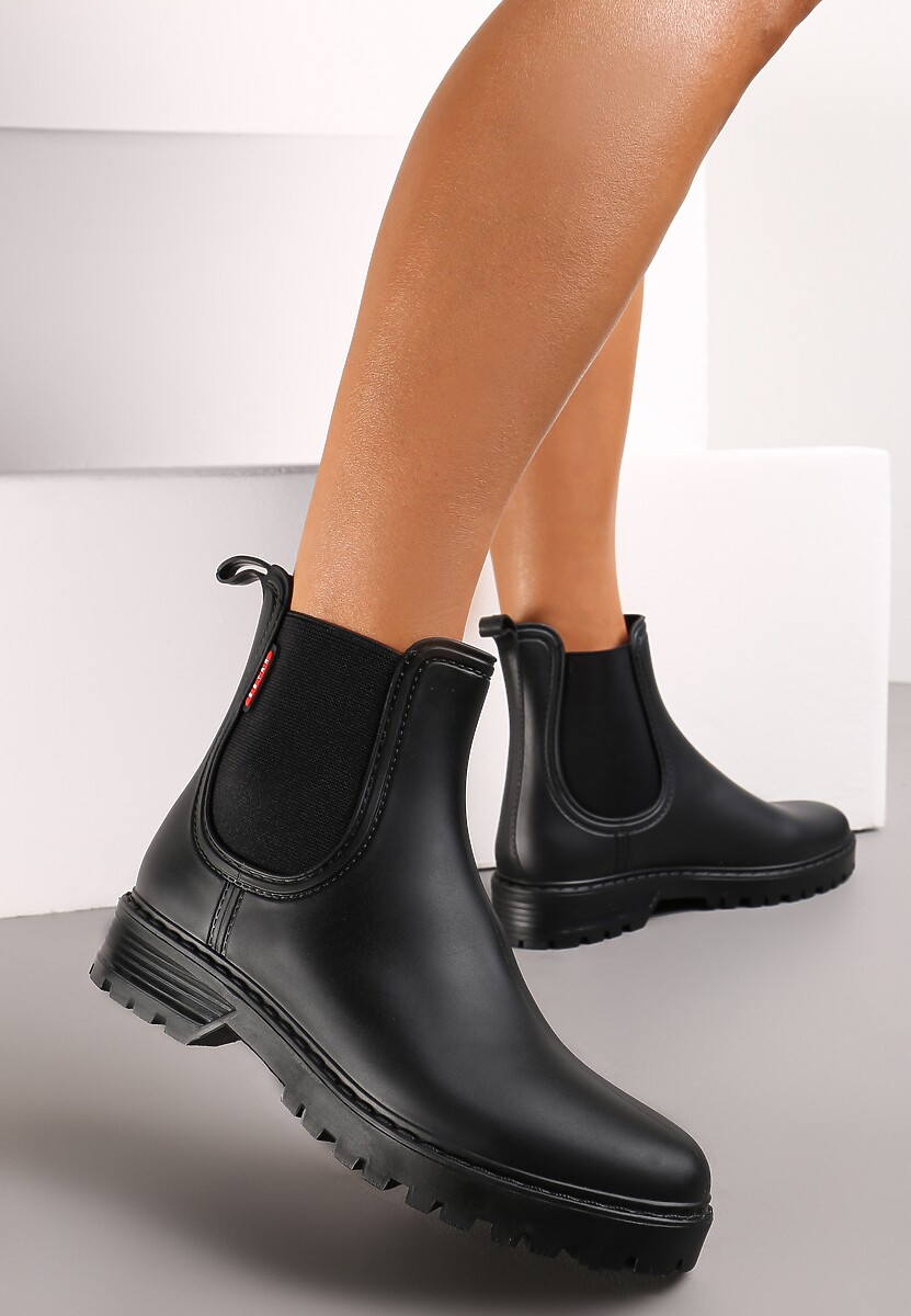 Czarne Kalosze z Elastycznymi Wstawkami Zanara