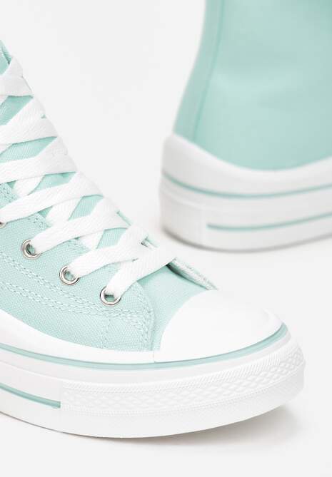 Miętowe Trampki z Wysoką Cholewką na Platformie Layun