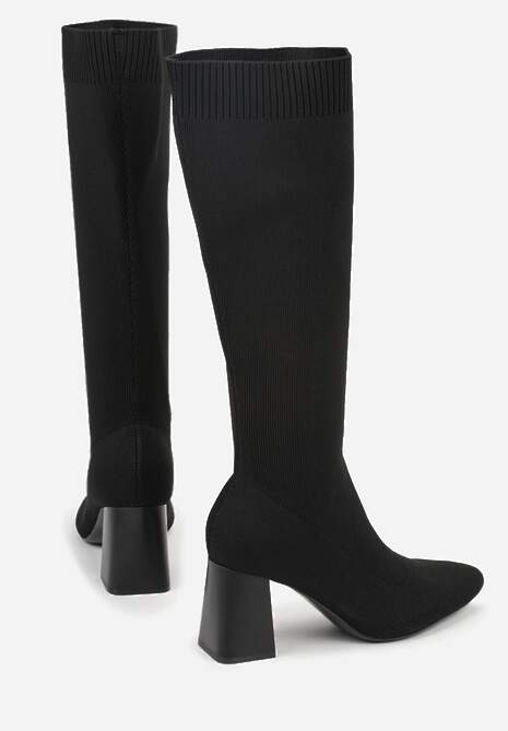 Czarne Skarpetkowe Kozaki VICES na Słupkowym Obcasie Ralles