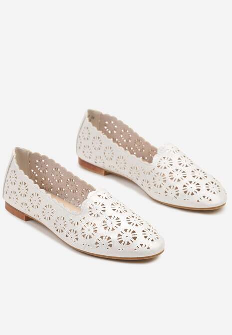 Srebrne Ażurowe Balerinki w Casualowym Stylu Selonias