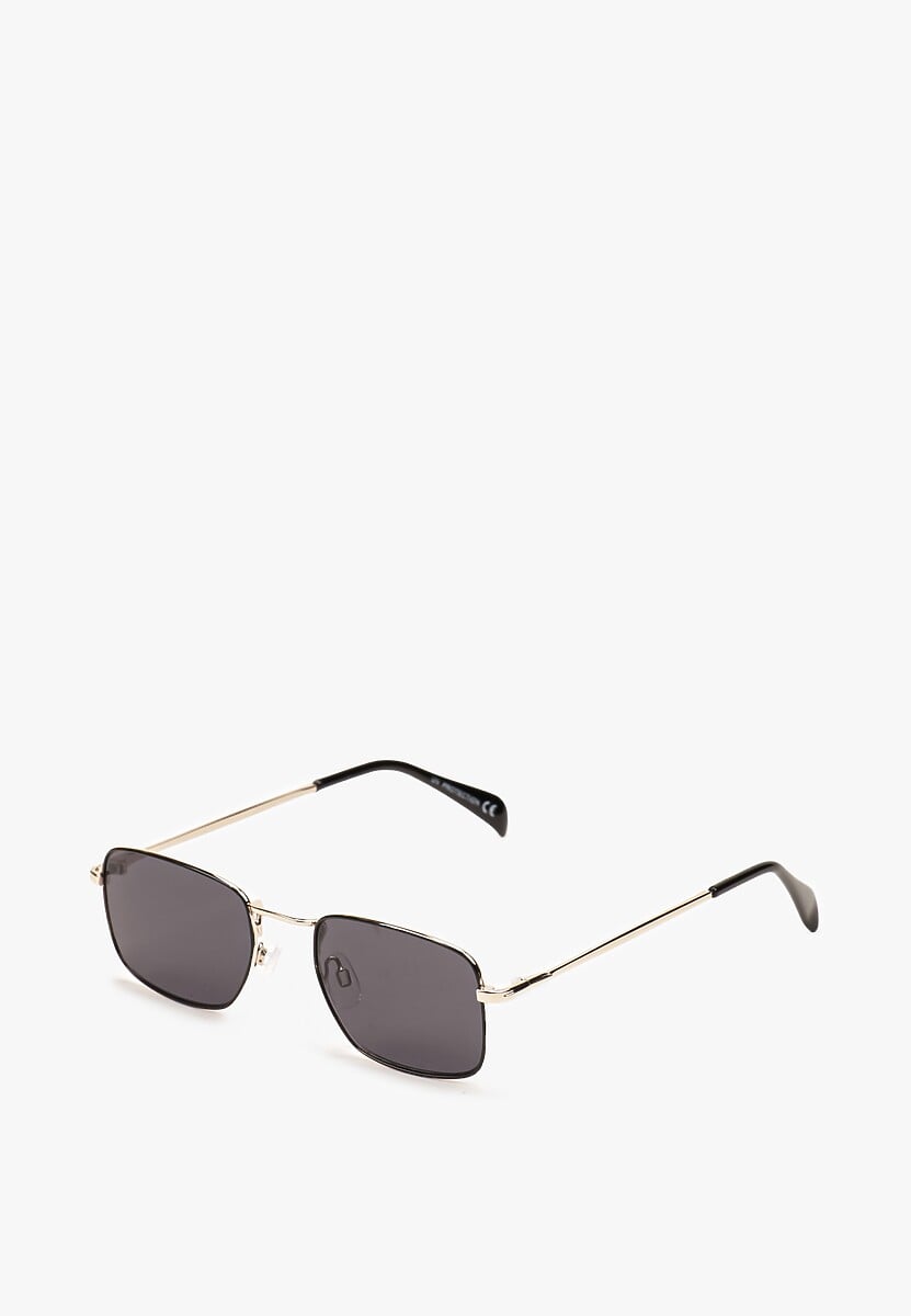 Czarne Prostokątne Okulary Przeciwsłoneczne z Filtrem UV Callias