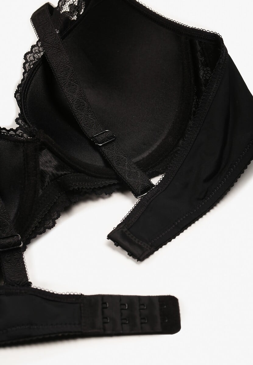 Czarny Biustonosz z Koronką i Funkcją Push Up Wifia