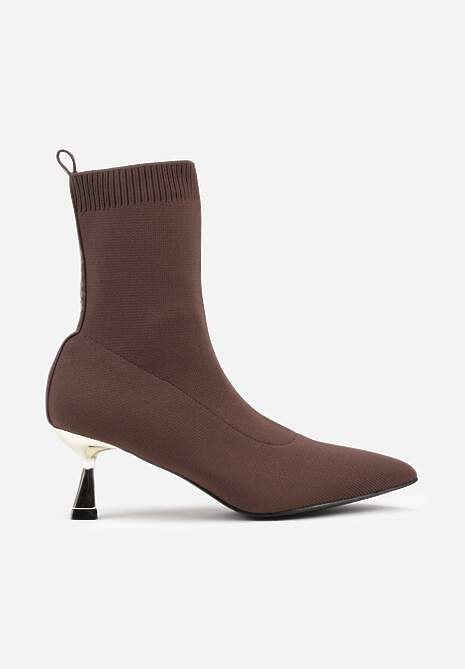 Brązowe Botki Vices na Metalicznej Kaczuszce z Elastyczną Cholewką Vamile