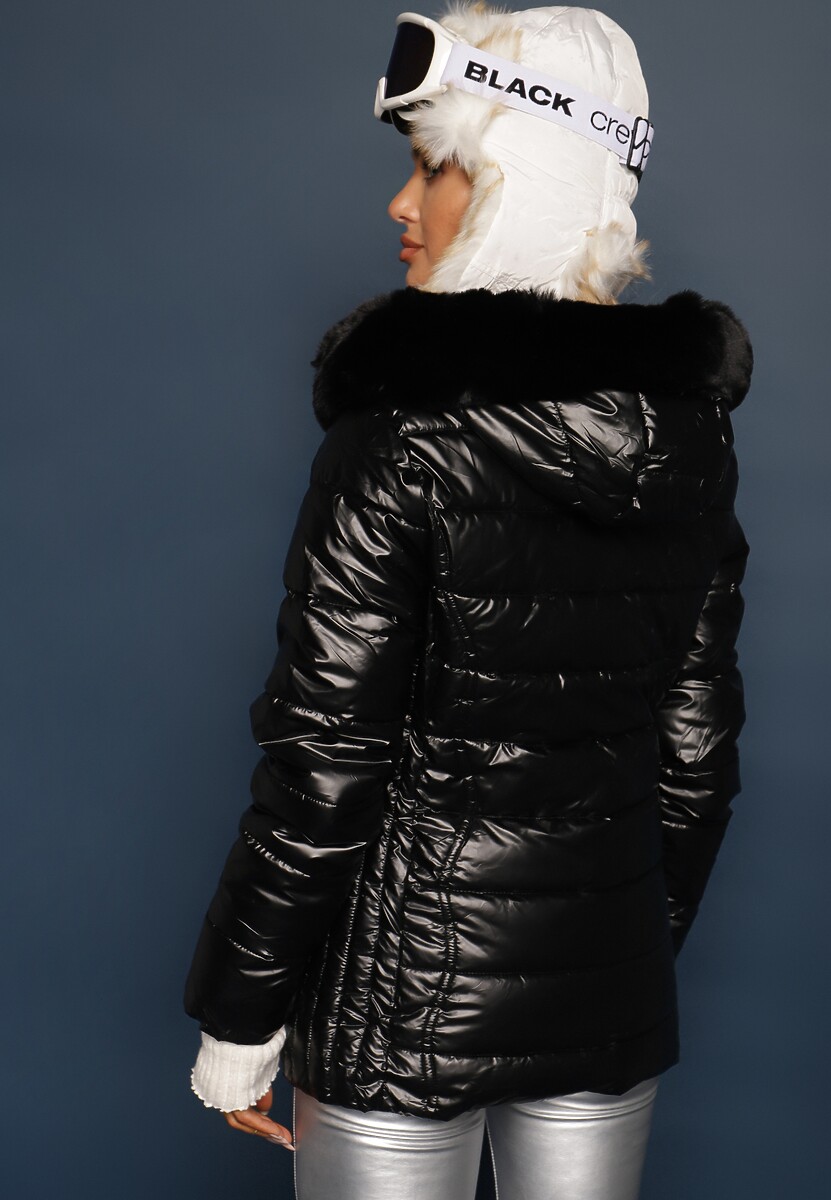 Czarna Kurtka Pikowana z Kapturem Virise