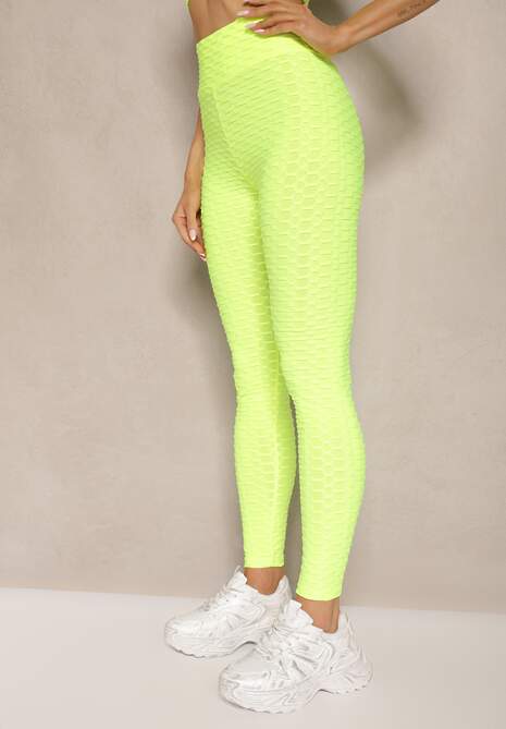 Jasnozielone Sportowe Legginsy z Wytłoczonym Wzorkiem Askida