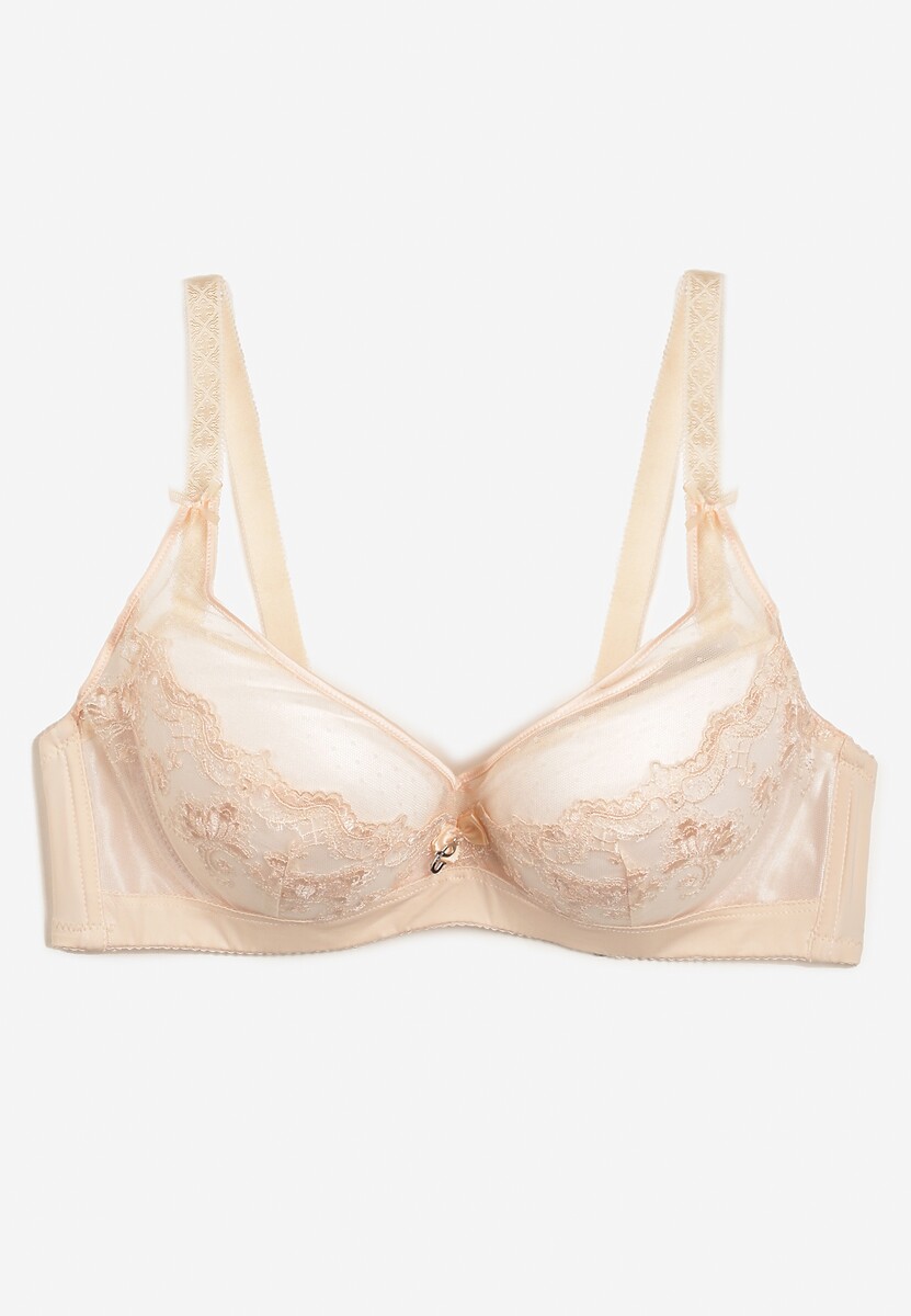 Beżowy Biustonosz z Koronką Suffa