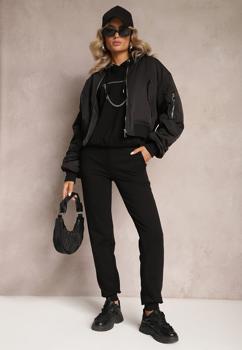 Czarny Komplet Dresowy z Bawełny Epique