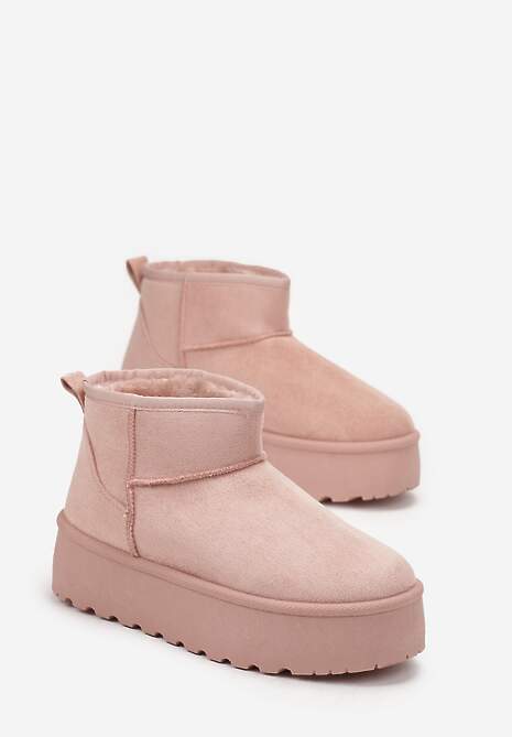 Różowe Krótkie Śniegowce na Grubej Podeszwie Aranwen