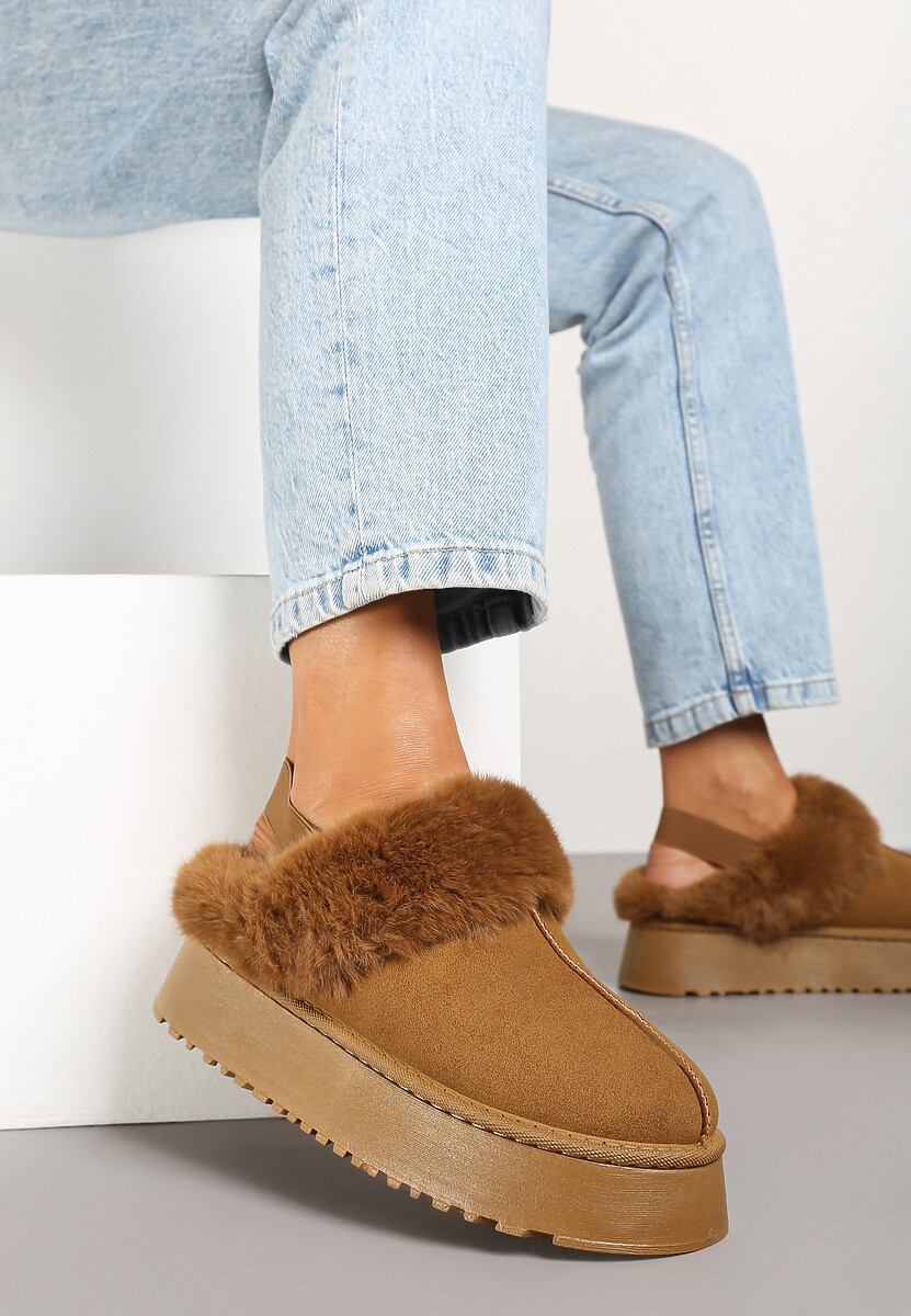 Brązowe Śniegowce na Platformie z Futerkiem Zemiyana