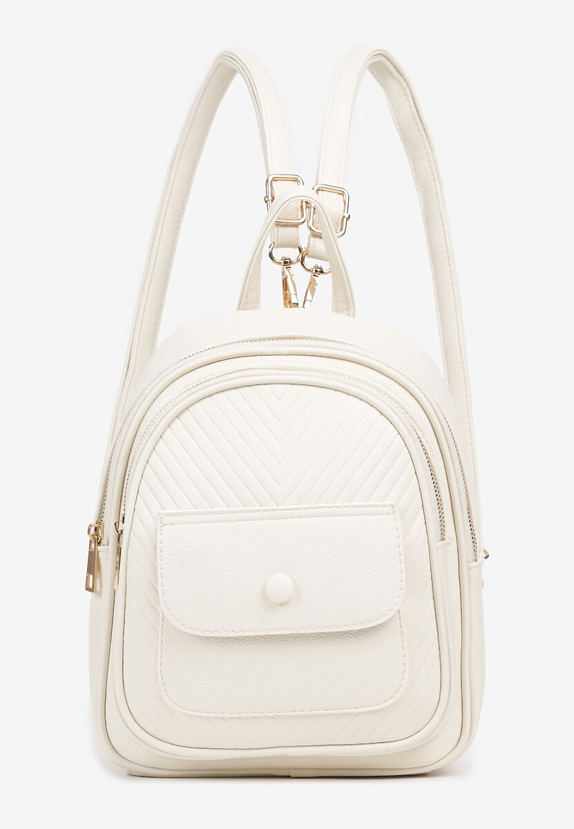 Ciemnobeżowy Plecak z Regulowanymi Odpinanymi Paskami Ozdobiony Kieszonką z Klapą Nelope