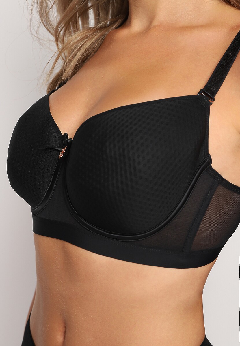 Biały Biustonosz z Metaliczną Aplikacją i Perforacją Dredefia