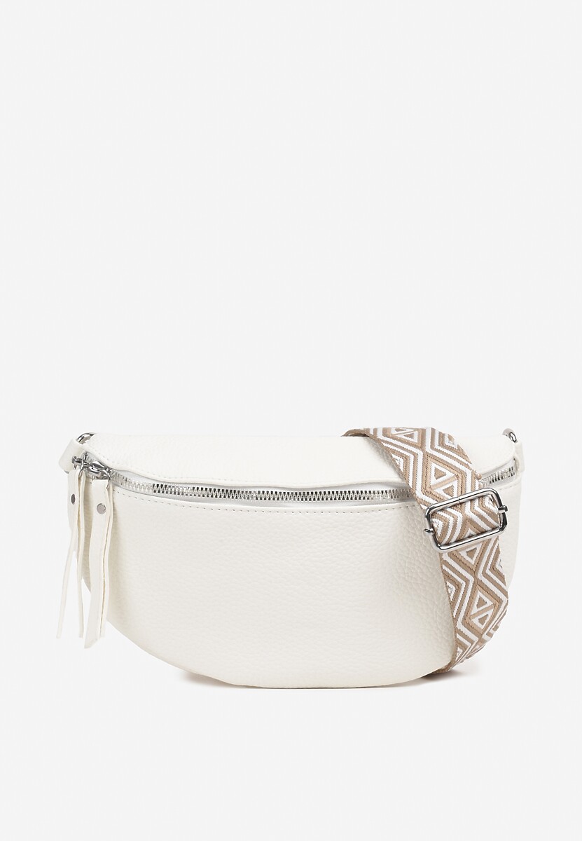 Biała Nerka z Materiałowym Paskiem w Mozaikowe Wzorki Delavinea