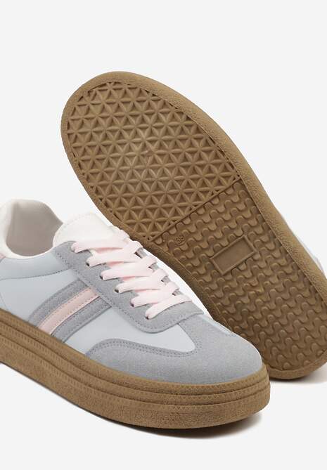 Niebieskie Sneakersy Kultowe Tenisówki na Grubej Podeszwie Ozdobione Wzorem w Panterkę Gonelis