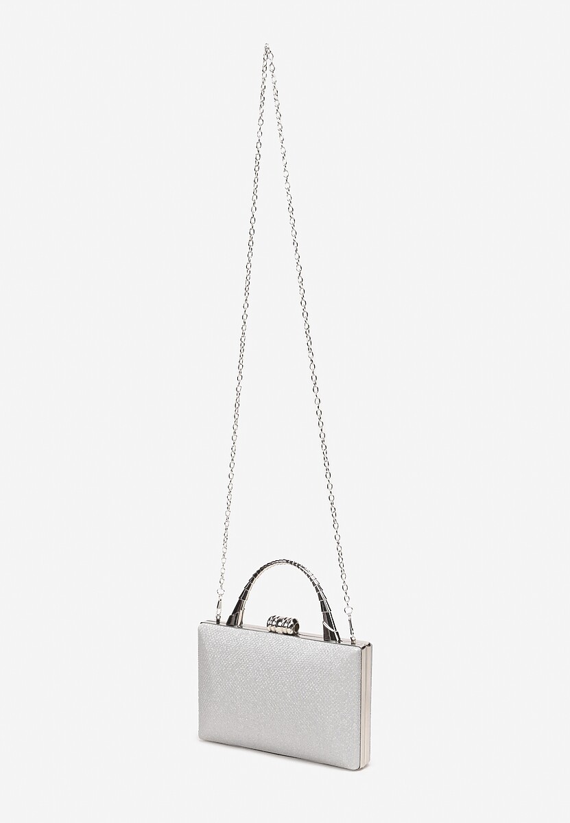 Srebrna Brokatowa Torebka Kopertówka na Łańcuszku Braida