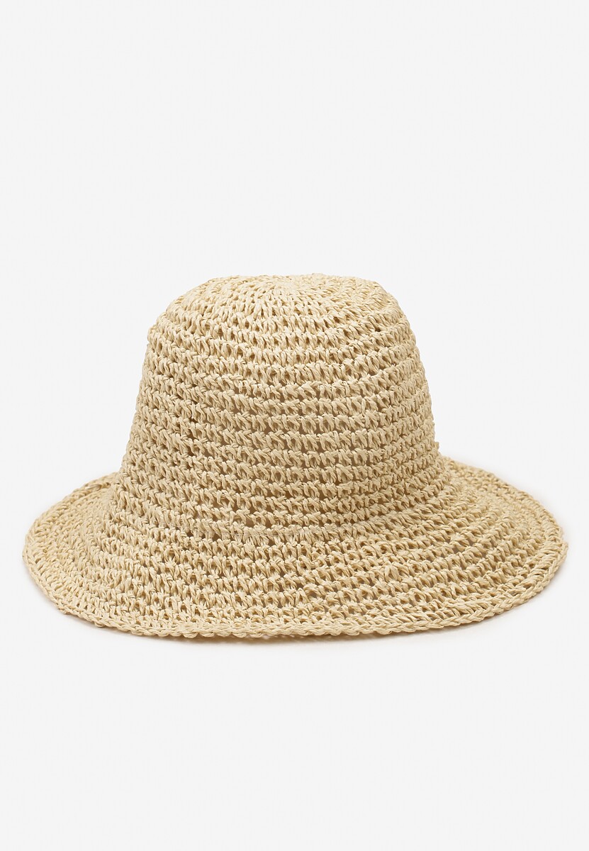 Jasnobeżowy Kapelusz z Plecionki w Stylu Bucket Hat Suai