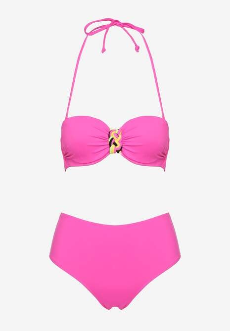 Fuksjowe Bikini Majtki Figi i Biustonosz z Ozdobną Wstawką Natamara