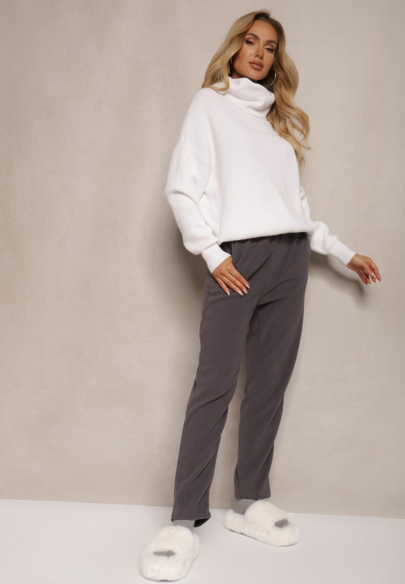 Granatowe Spodnie Dresowe z Gumką w Pasie Imith