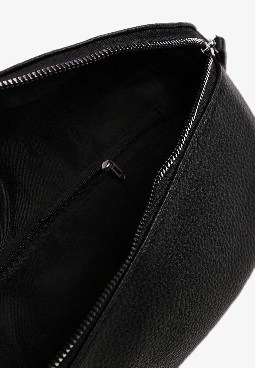 Czarna Nerka z Materiałowym Paskiem w Mozaikowe Wzorki Delavinea