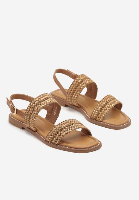 Brązowe Sandały z Ozdobną Plecionką Tolimara