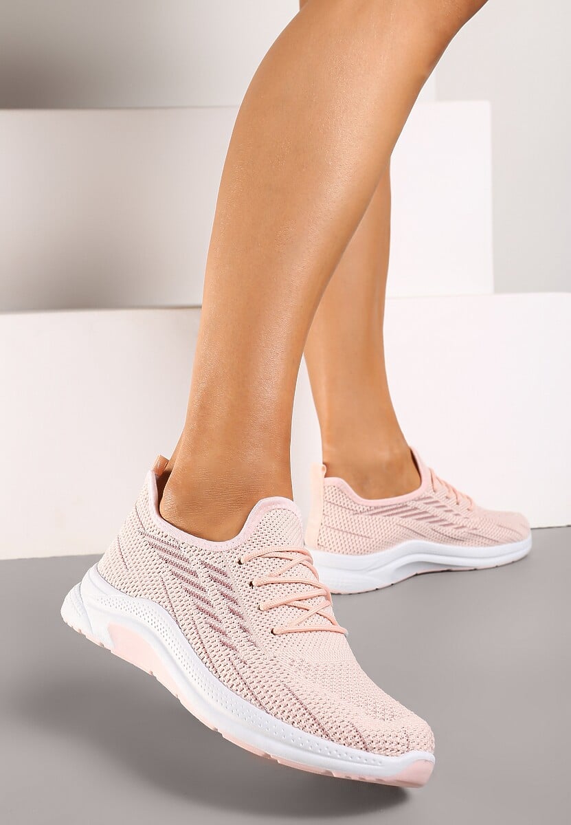 Różowe Siateczkowe Buty Sportowe na Piankowej Podeszwie Linidas