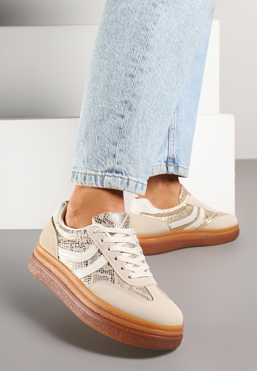 Różowo-Niebieskie Sneakersy Typu Kultowe Tenisówki na Niskiej Platformie Olritia