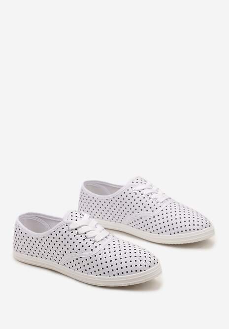 Białe Tenisówki przed Kostkę w Kropki Porenia