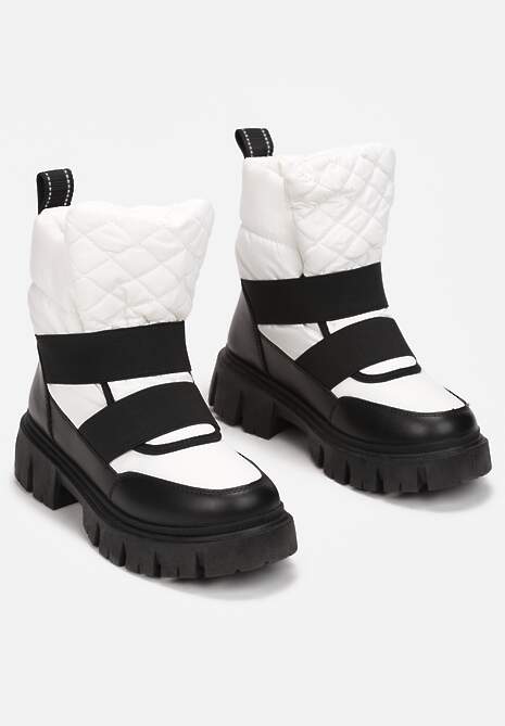 Czarno-Białe Śniegowce Wsuwane Pikowane Arjis