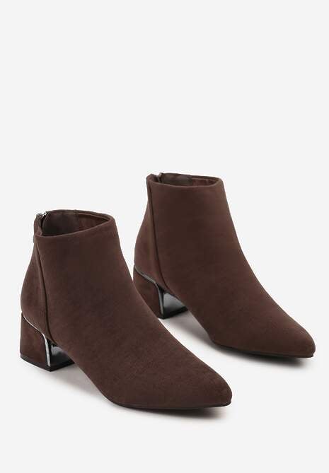 Brązowe Botki Vices na Słupku o Geometrycznym Kształcie Ferrriva