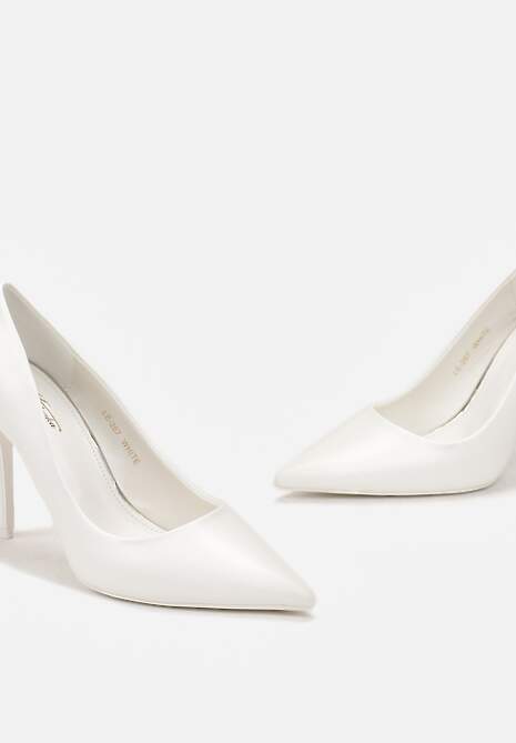 Białe Wysokie Szpilki z Gładkiej Imitacji Skóry Venitorre