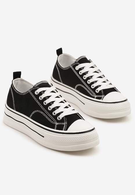 Czarne Casualowe Trampki na Niskiej Platformie Natirinne