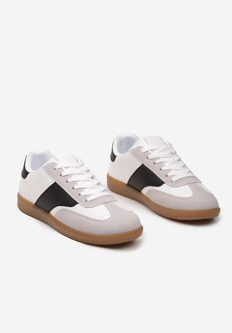 Biało-Czarne Sneakersy Tenisówki z Klasycznym Sznurowaniem Norio
