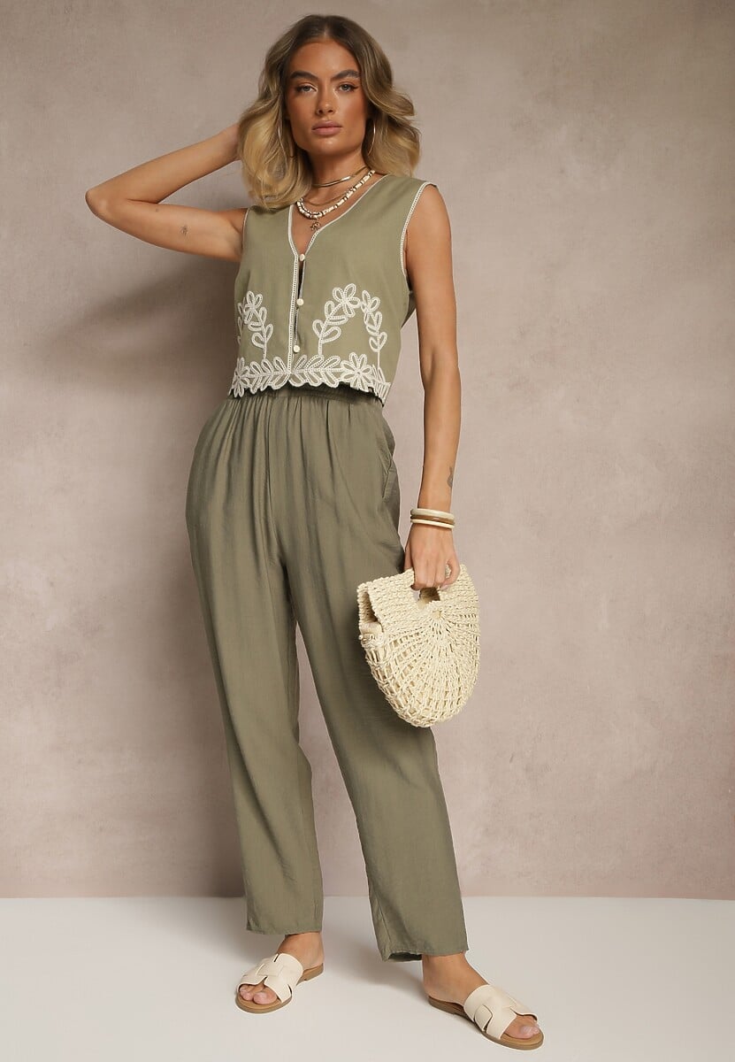 Czarne Spodnie z Bawełną Ozdobione Wiązaniem Voreia