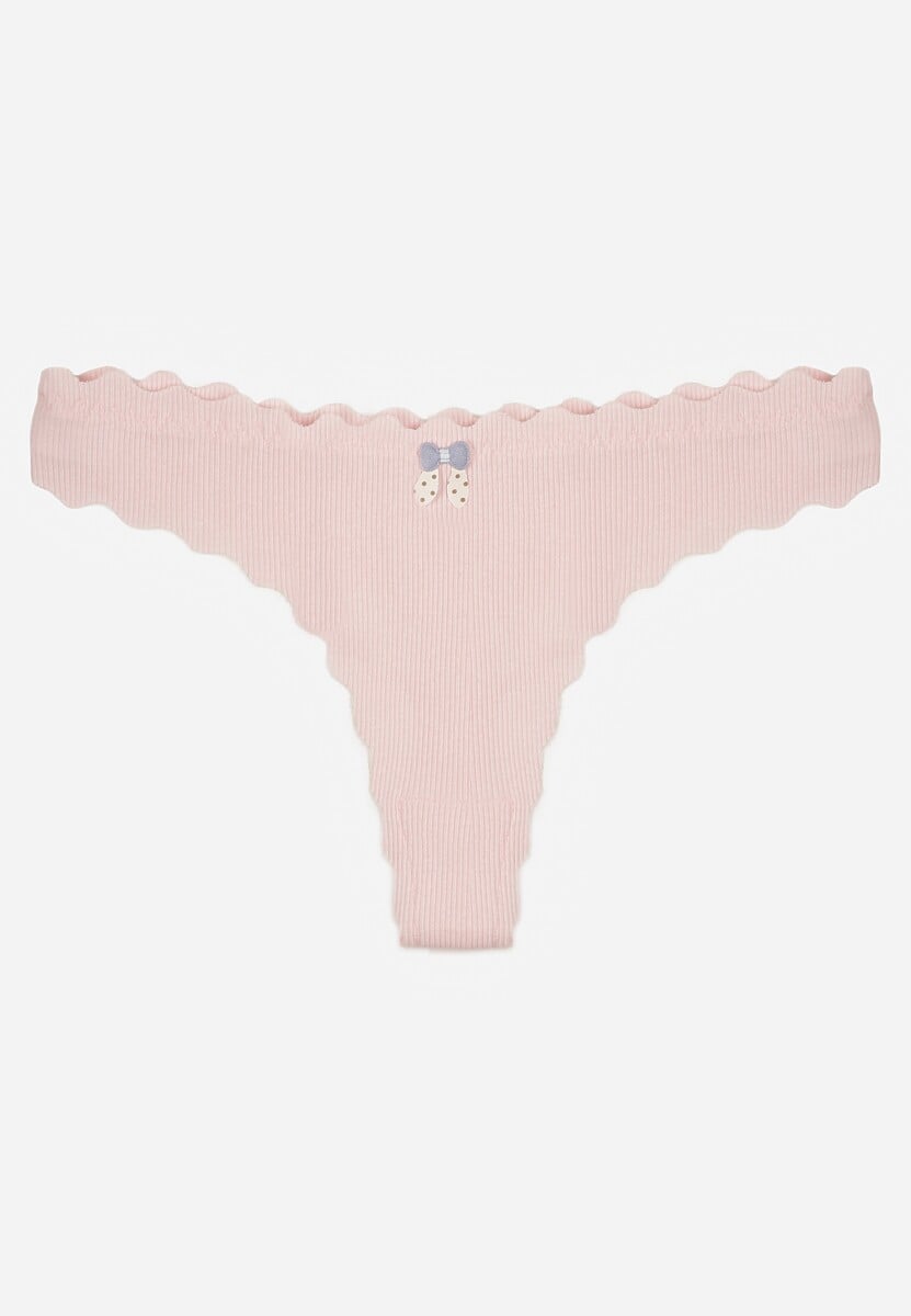 Białe Prążkowane Majtki Stringi z Bawełny Ilweda