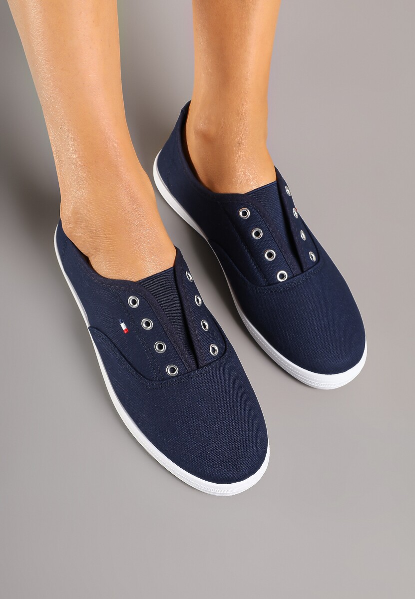 Granatowe Wsuwane Tenisówki w Casualowym Stylu Sepessa
