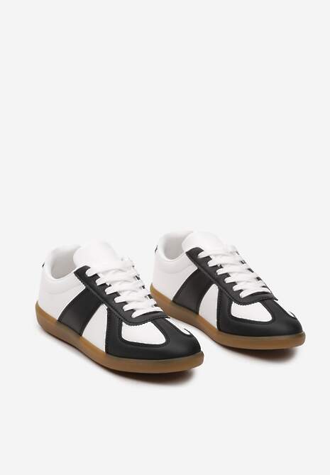 Czarno-Białe Sneakersy z Przeszyciami przed Kostkę Taviana