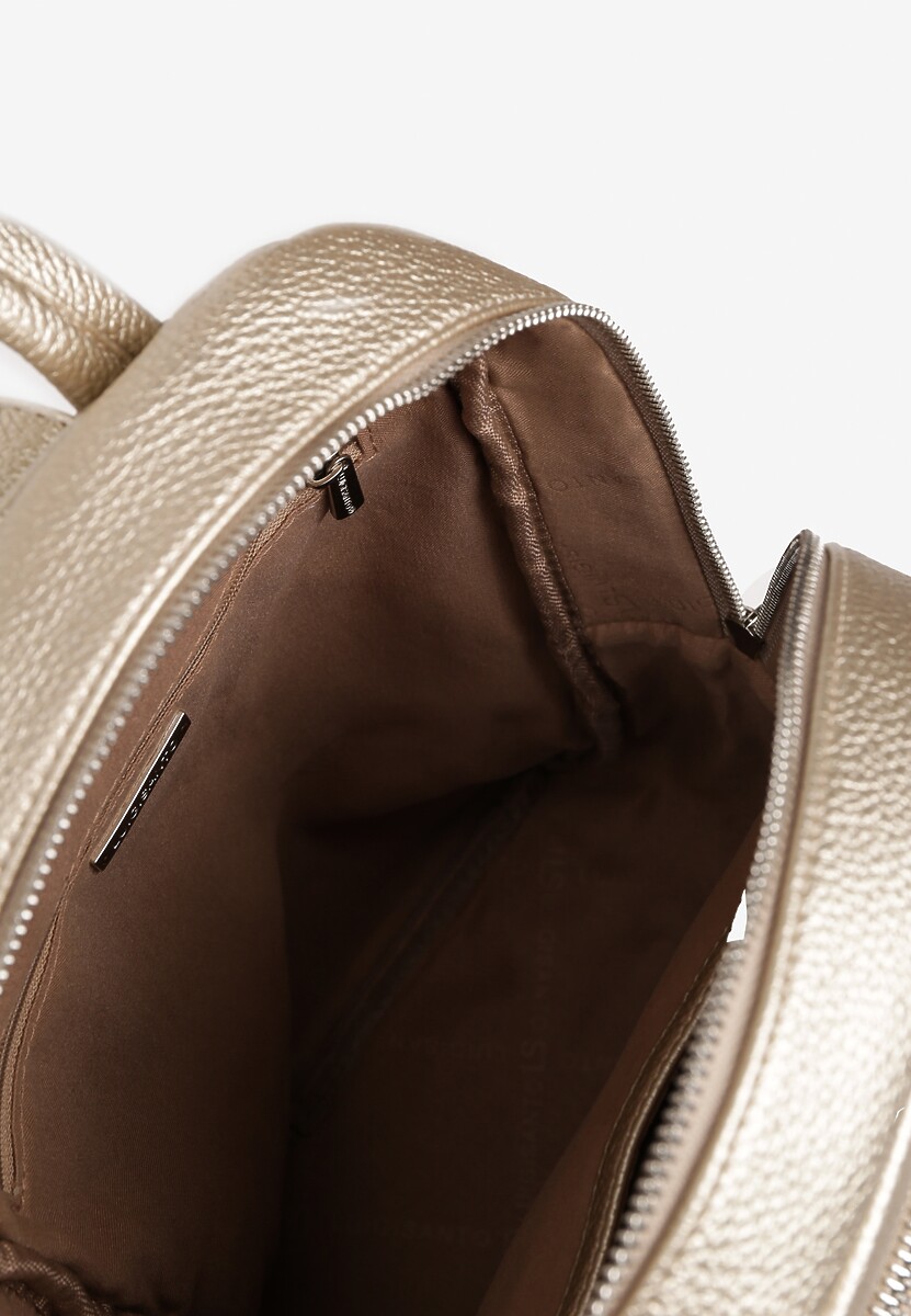 Złoty Mały Plecak Zdobiony Suwakiem Nilzeri