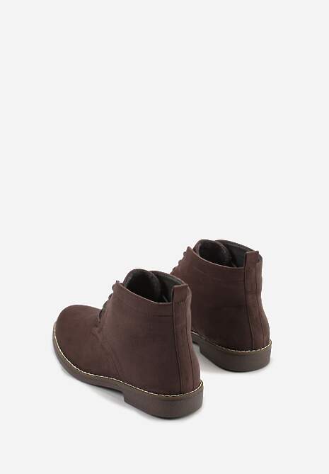 Brązowe Botki Vices o Klasycznym Fasonie Trzewików z Imitacji Zamszu Ativitta