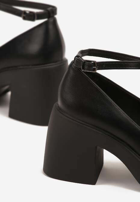 Czarne Eleganckie Czółenka na Platformie i Słupku Jesivia