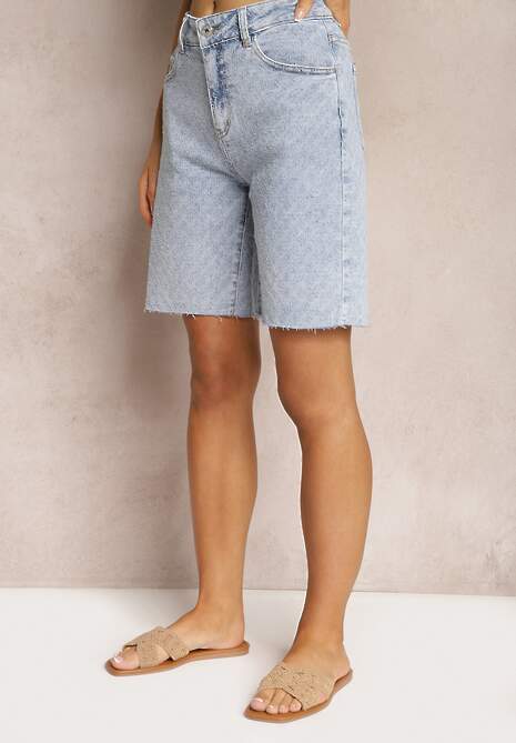 Jasnoniebieskie Jeansowe Szorty High Waist Bawełniane Nelaitha