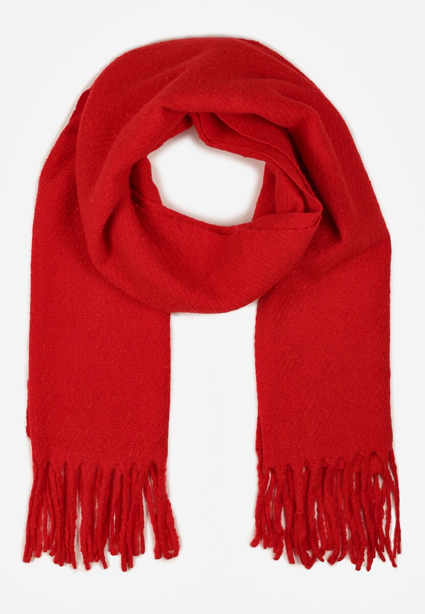 Czerwony Gładki Szalik z Frędzlami Vetimare